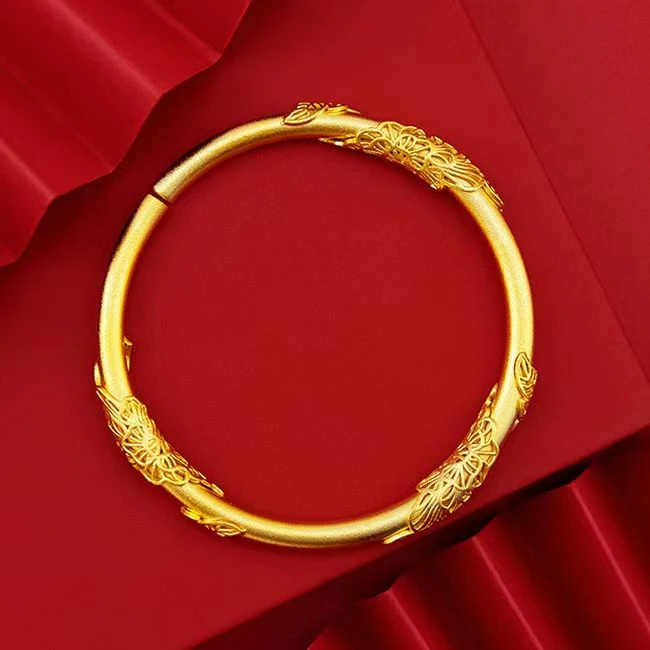 钨金手镯  A【苗.金.专柜正品】女款金色经典相思藤手镯