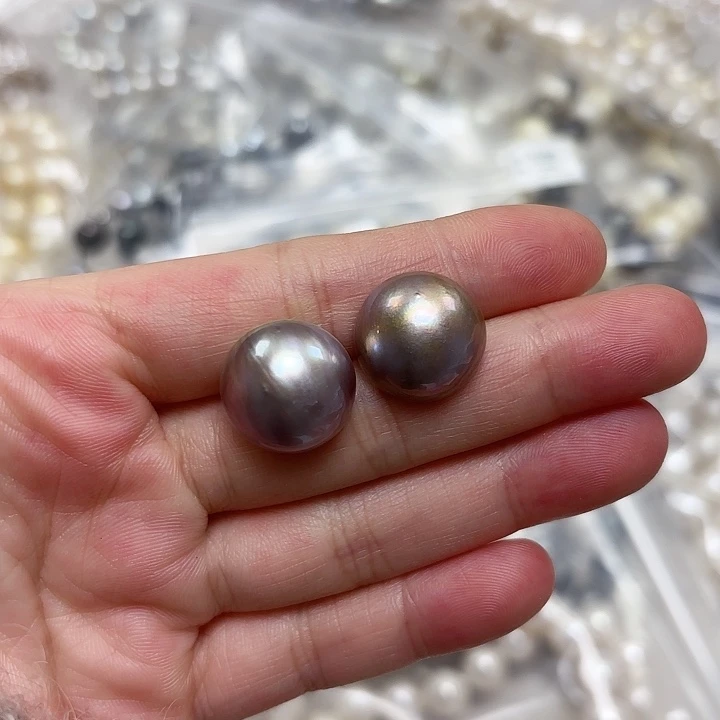 冰***冰拼合珍珠（马贝珠）银S925镶嵌耳饰