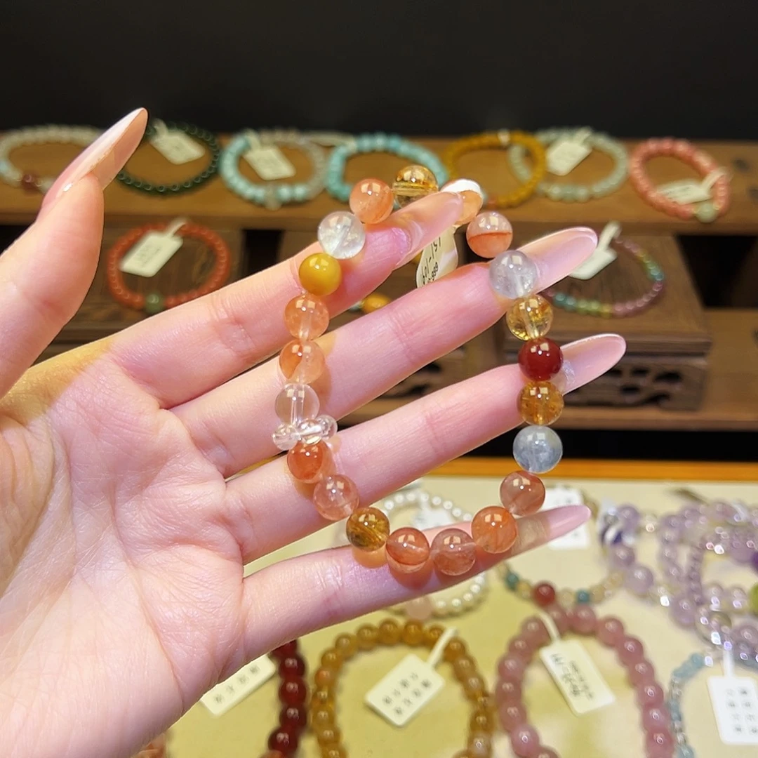 手串银S925镀金镶嵌水晶多宝1601