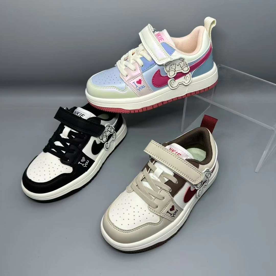 9119儿童皮面魔术贴童鞋休闲鞋百搭时尚运动鞋板鞋鞋26-37