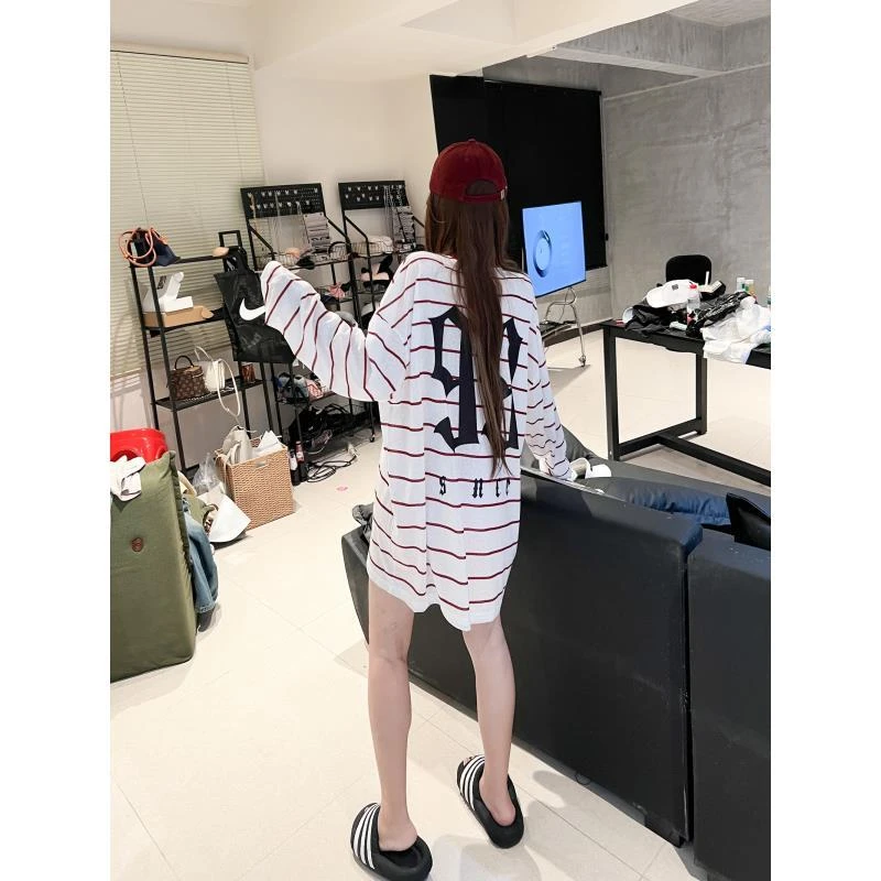 2025新款爆款长袖时尚潮流原创无感印花韩版上衣百搭宽松休闲女