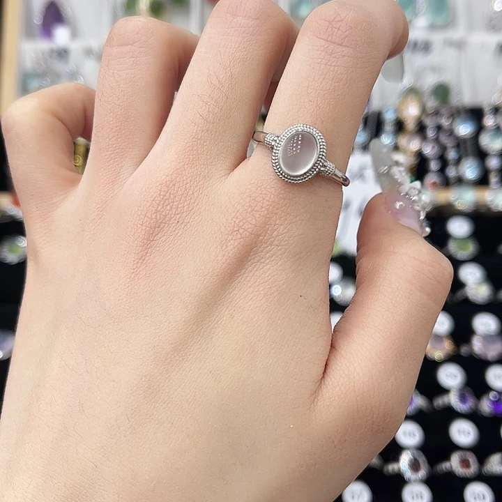 岫玉银S925镶嵌戒指