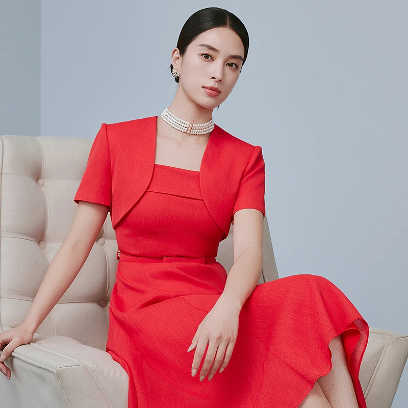 甜美蝴蝶结连衣裙2025年度假风段染花纱感长裙-MJGB05WOP358R01