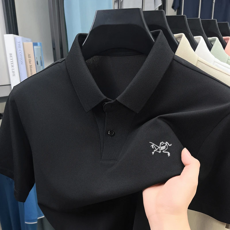 【奥莱特价】男士海鸥领短袖POLO衫刺绣纯色商务休闲半袖T恤衫