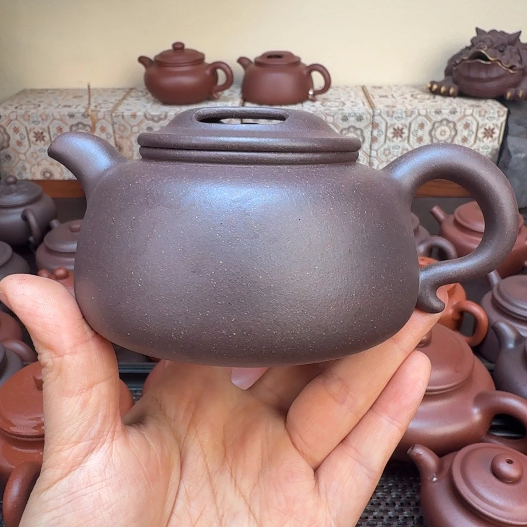 大***成紫砂茶壶原矿紫泥牛盖200cc微瑕