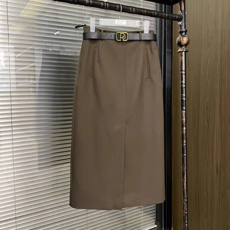 Q985韩系气质显瘦半身高腰开叉裙职业通勤包臀中长裙DM4