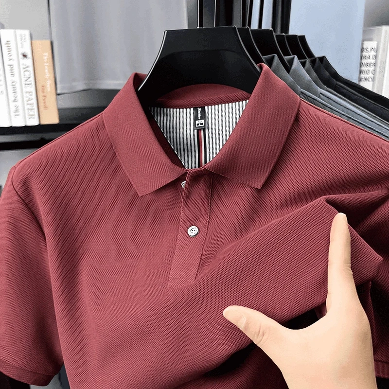 【下摆开叉】100%纯棉短袖polo衫男士休闲商务翻领全棉T恤干色POLO