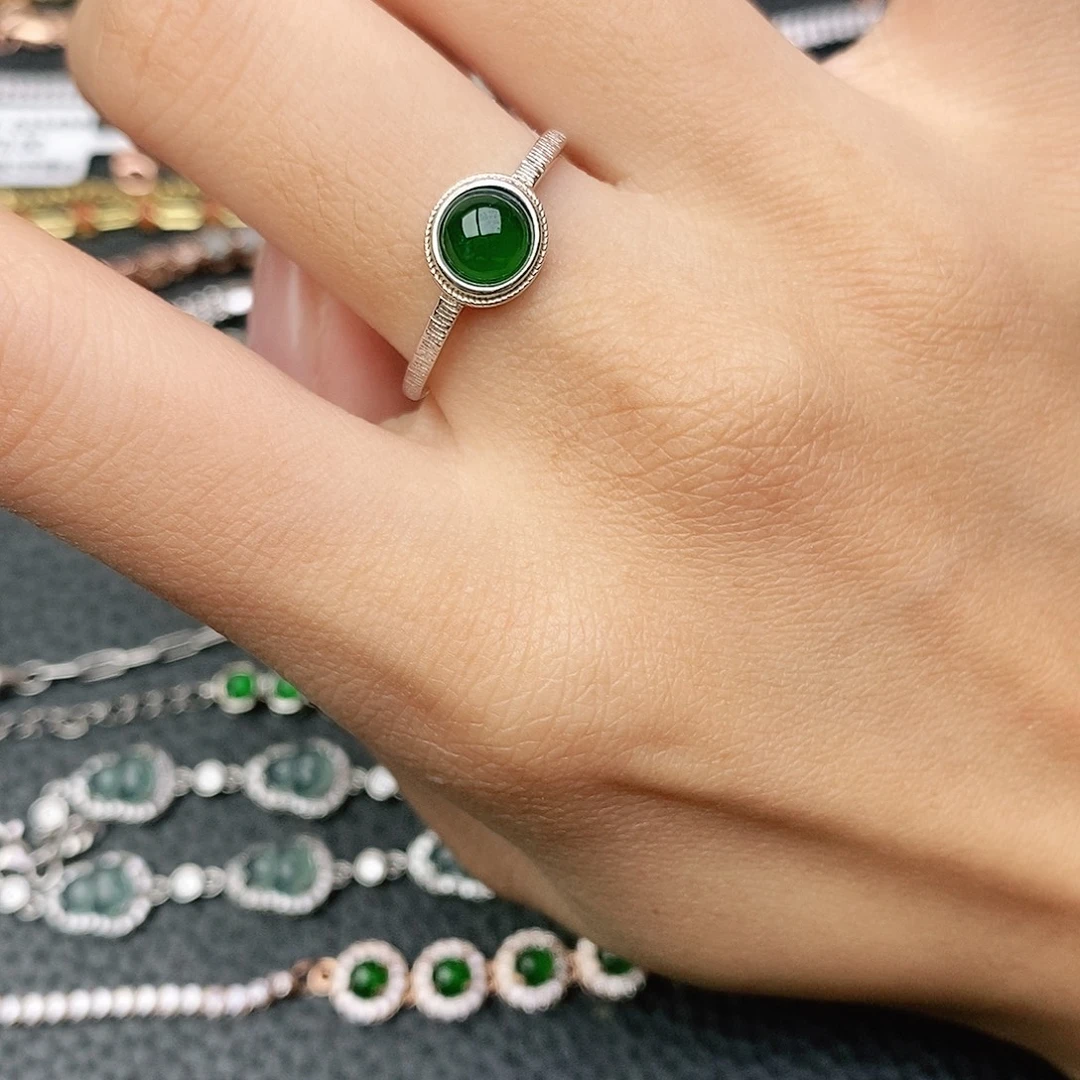 翡翠银S925镶嵌戒指