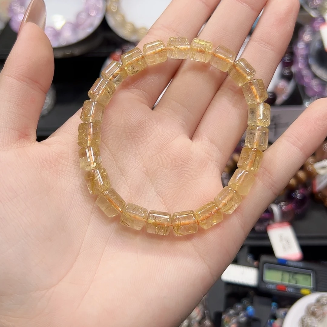 水晶未镶嵌手链sg12金发晶桶珠8mm