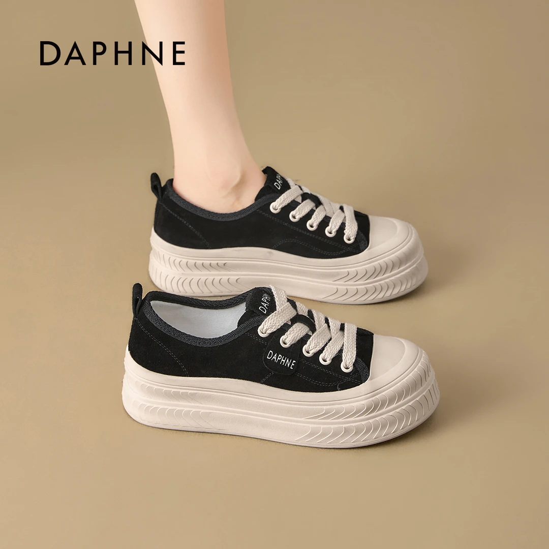 达芙妮厚底增高休闲鞋女款2025秋季新款时尚百搭系带潮流运动板鞋