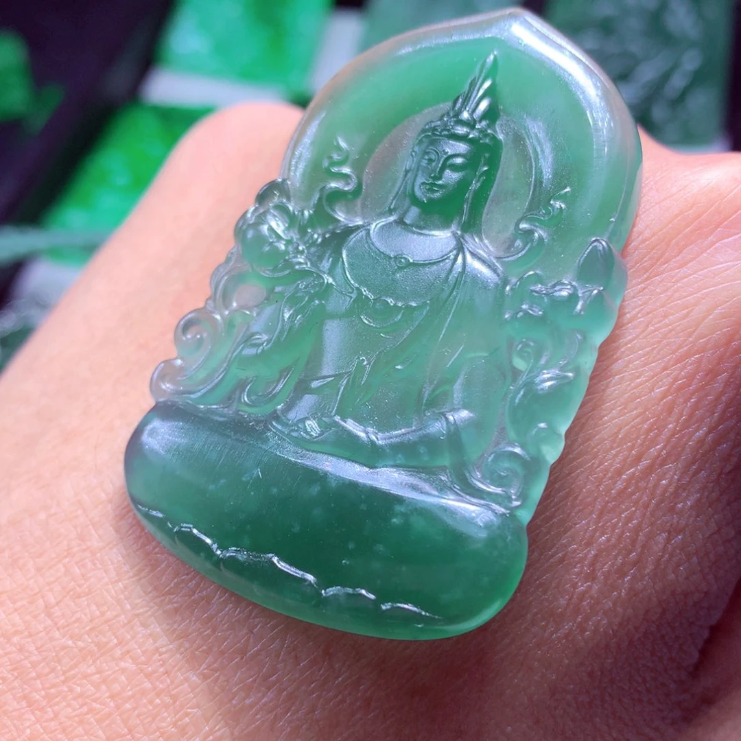 定制翡翠未镶嵌天然翡翠A货毛货挂件