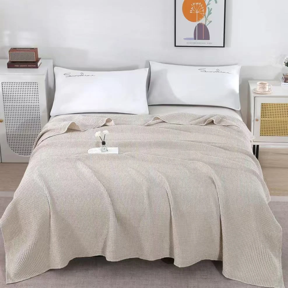 LZ绿洲汉麻麻棉原色蜂巢盖毯