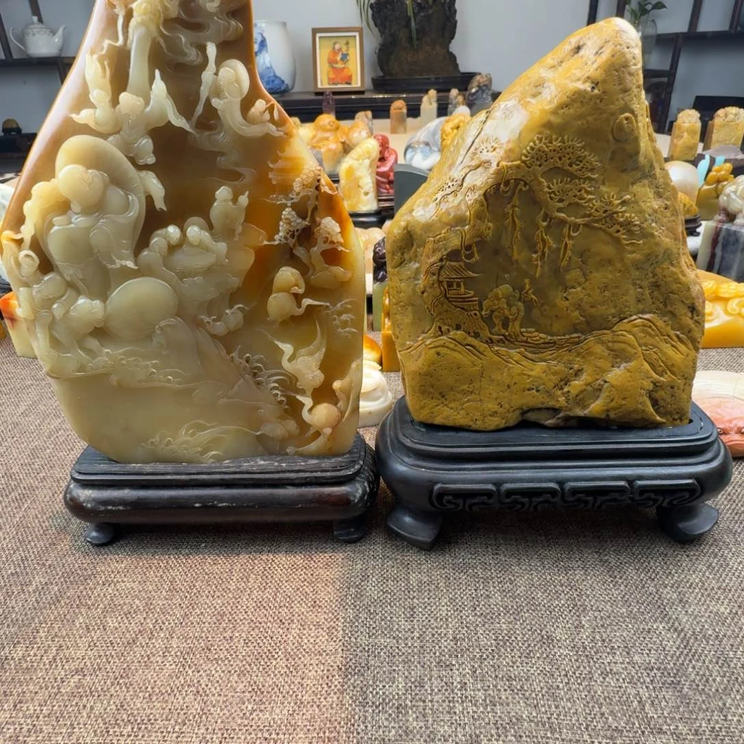 C***n印石寿山石一对文洋加昌化田黄275