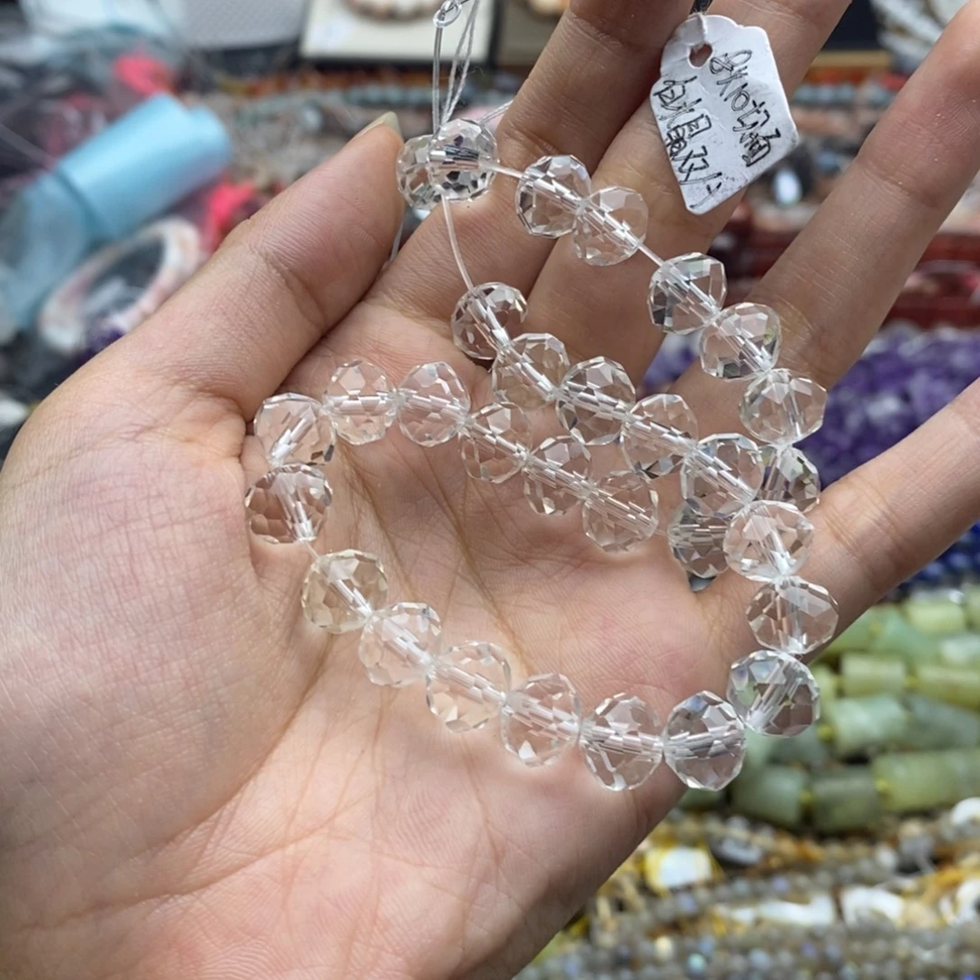 玛瑙/玉髓未镶嵌珠宝半成品一条8×10mm切面白水晶双A