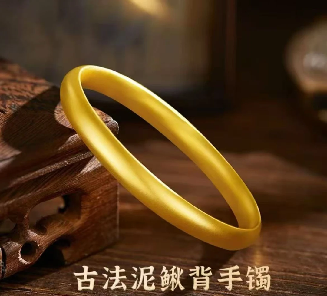 铜合金手镯 【官方正品】999 古法泥鳅背素圈手镯 卡8ZJC