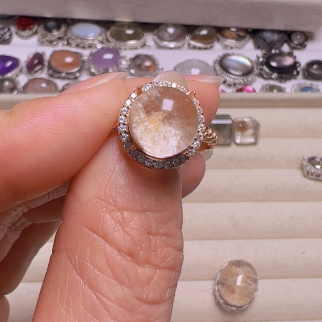 水晶手链银S800镀金镶嵌@*泡