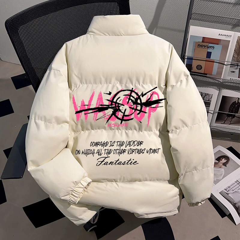 WASSUP HSUBE国潮牌重磅立领棉服外套男士加绒保暖面包服棉袄上衣