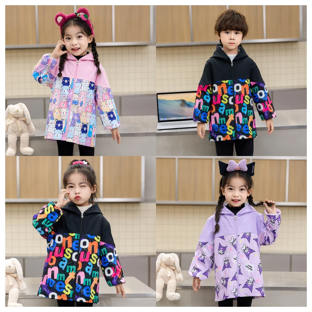 儿童防水罩衣拉链长袖防脏薄款宝宝画画吃饭围兜秋冬外穿男女护衣