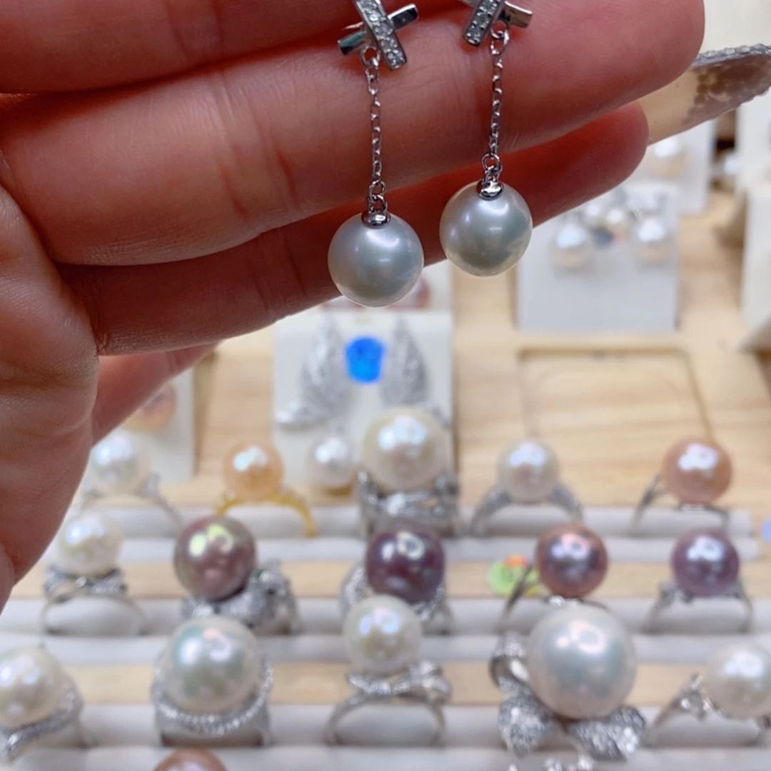 淡水珍珠耳饰银S925镶嵌