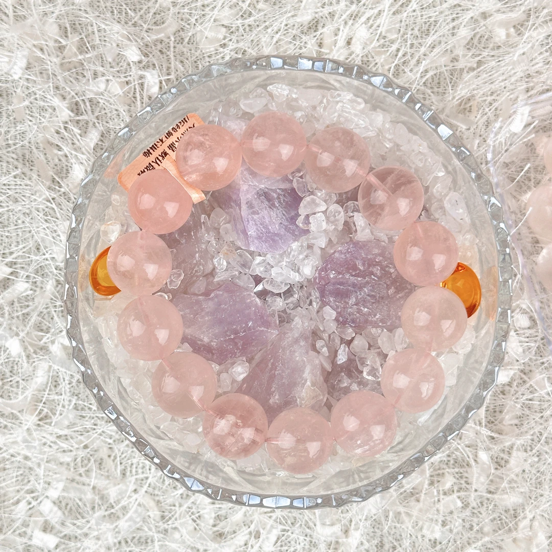 五岳名山天然粉水晶手串冰透粉晶手链女生日礼物送闺蜜-1