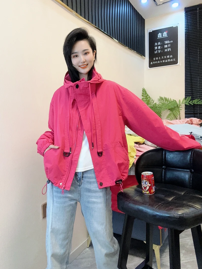【鑫爷】【加网】春夏款百搭款连帽休闲外套时尚气质宽松8052