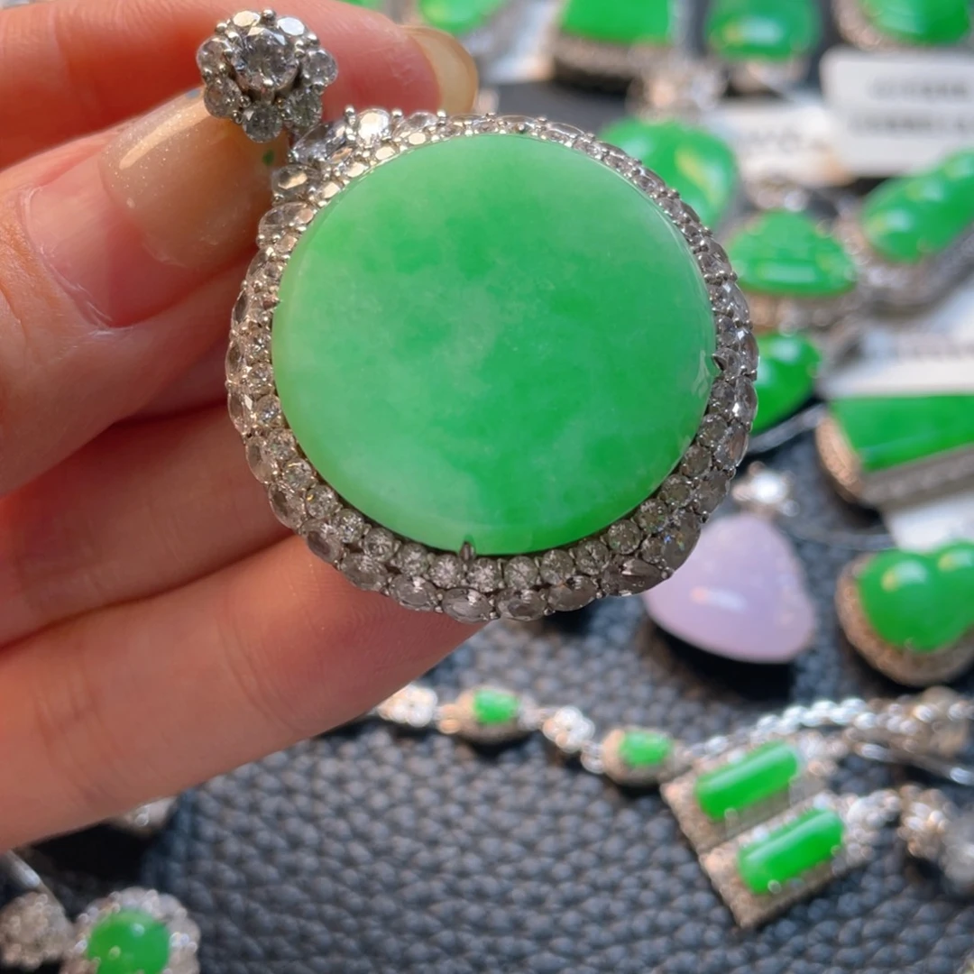 翡翠银S925镶嵌吊坠(不含链)