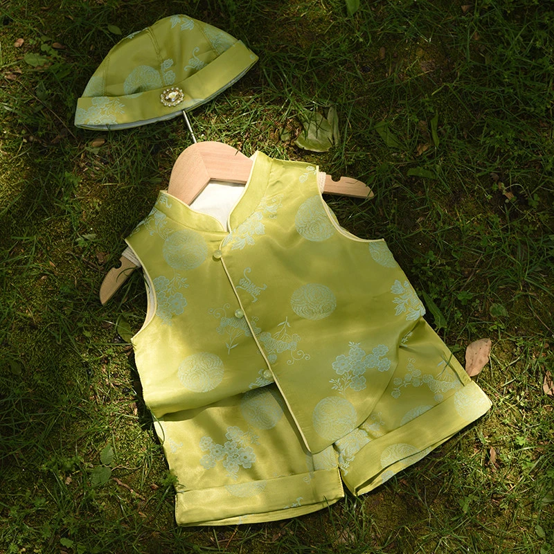 男童汉服套装2025新款儿童中国风夏季唐装男宝宝周岁礼服背心套装