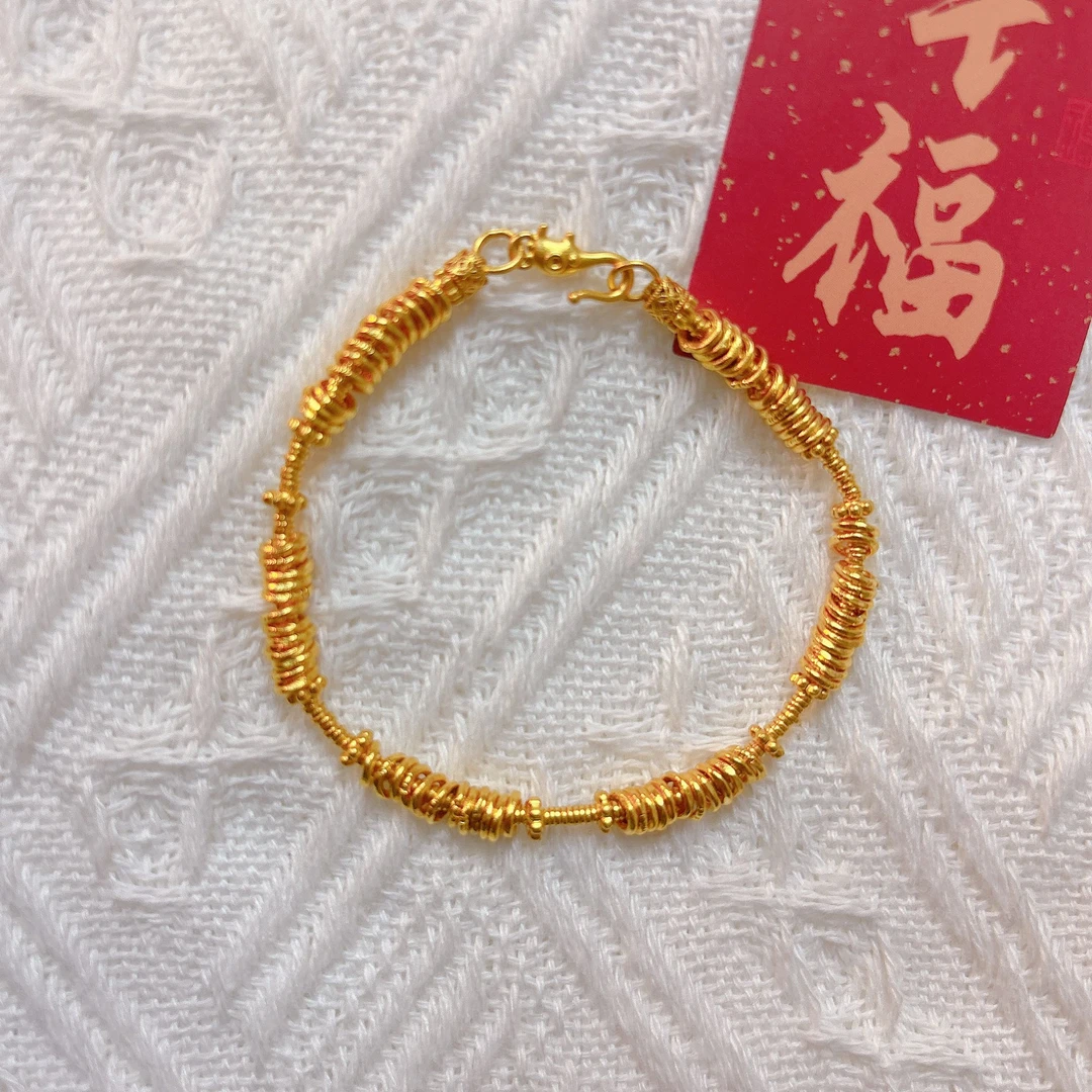 足金999饰品黄金投资金卡4盘缠和1.8圆圈碎金手链16.29克 15手围