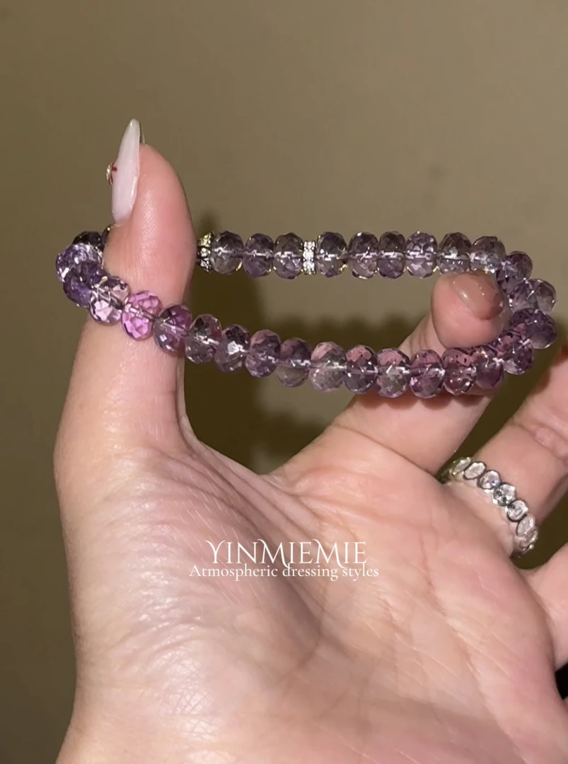 925银手链 （天空之镜）维多利亚刻面巴西紫水纯银手链