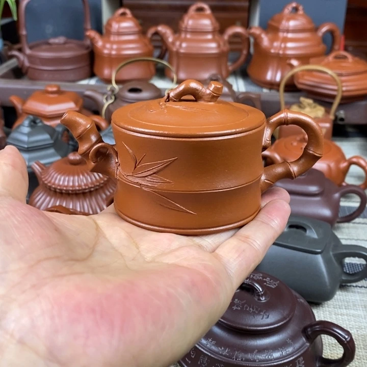 茶壶紫砂竹节130cc原矿赵庄朱泥特价