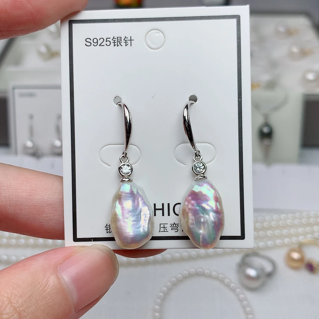 淡水珍珠耳饰银S925镶嵌