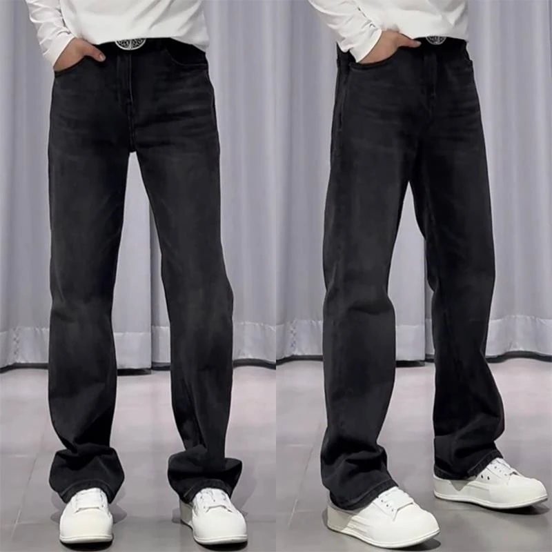 高品质男士牛仔裤春秋新款纯色水洗耐磨休闲裤宽松痞帅百搭直筒裤