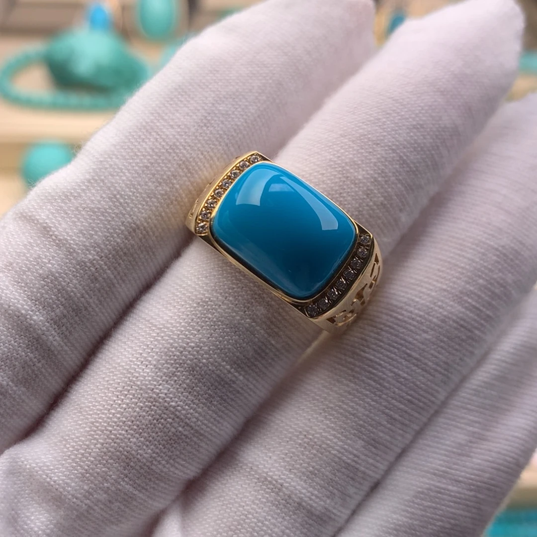 绿松石18K金镶嵌珠宝奇石