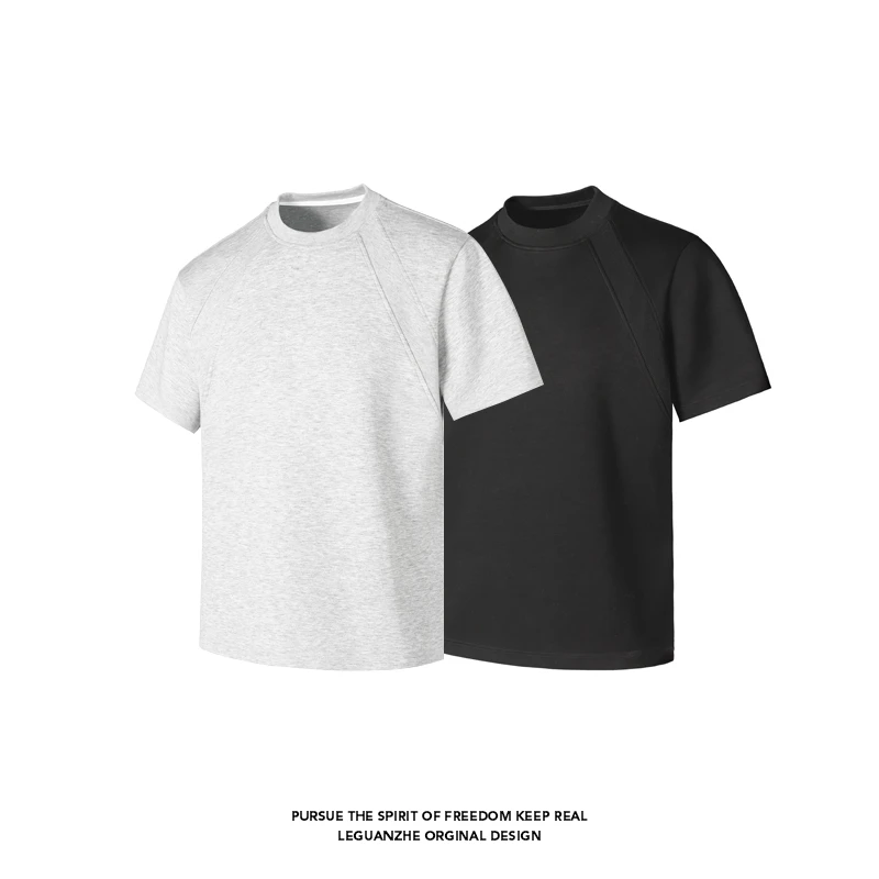 MTVO夏季高级感男装休闲正肩户外百搭老钱风轻奢痞帅男装短袖T恤