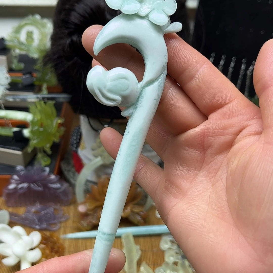 非金属天然岫玉发簪