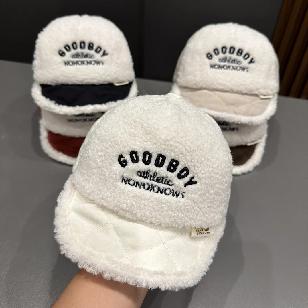 宝宝帽子秋冬款婴幼儿加厚字母鸭舌帽棒球帽儿童毛绒保暖韩系潮帽