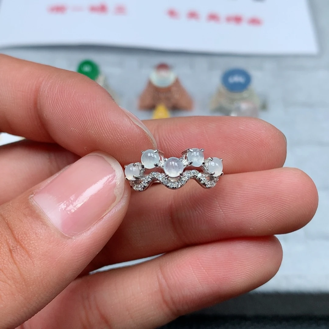 翡翠戒指银S925镶嵌10号