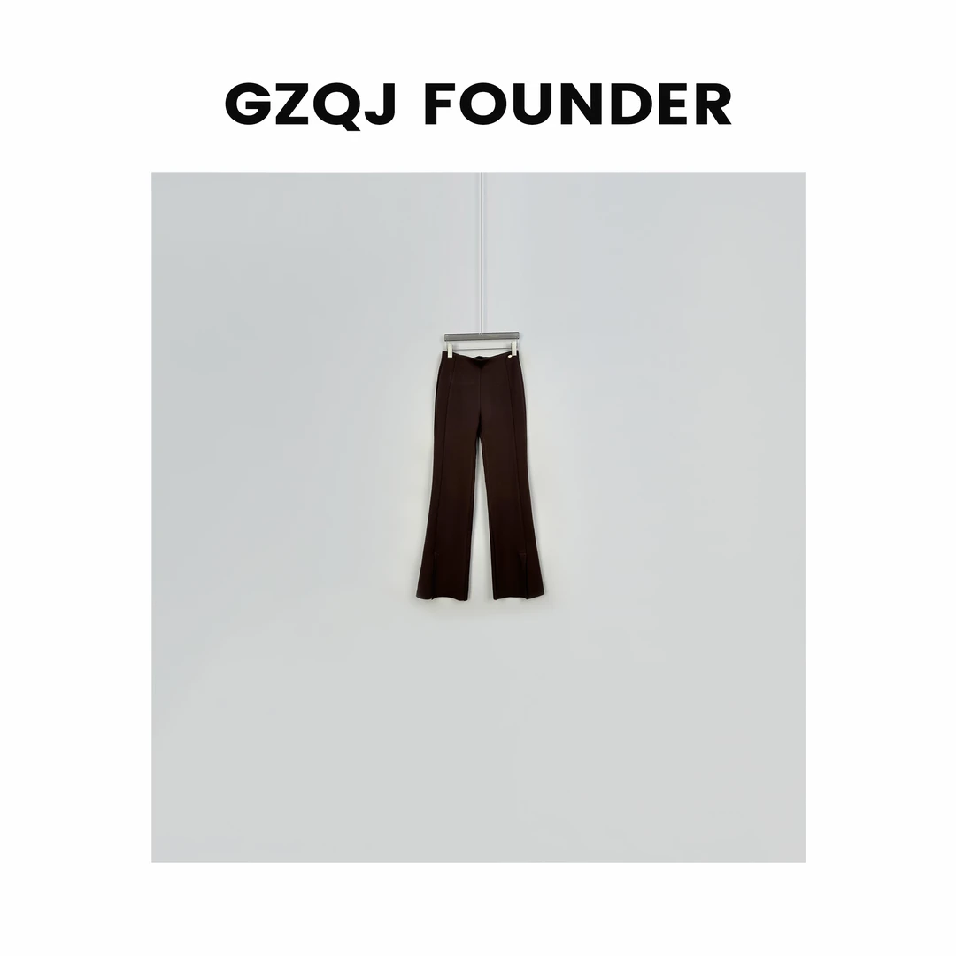GZQJ【竹竿腿】设计感高腰百搭显瘦休闲开叉喇叭裤女3607