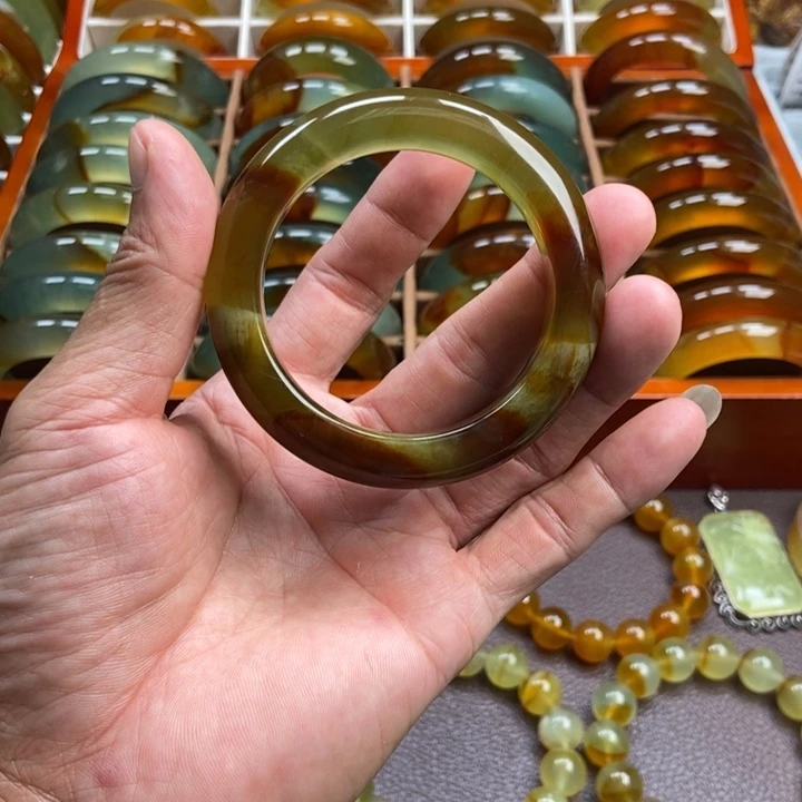 缘***分蛇纹石玉未镶嵌手镯手串戒指吊坠
