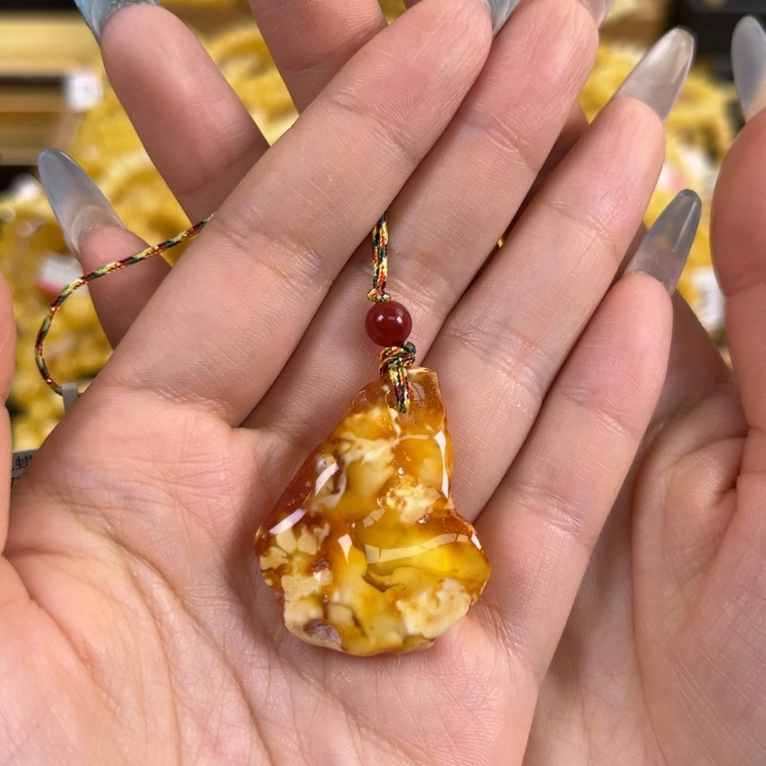 裸石琥珀未镶嵌禅****瓷花蜡