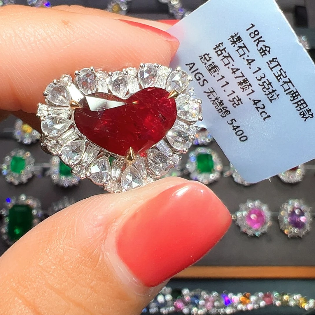 红宝石18K金镶嵌戒指