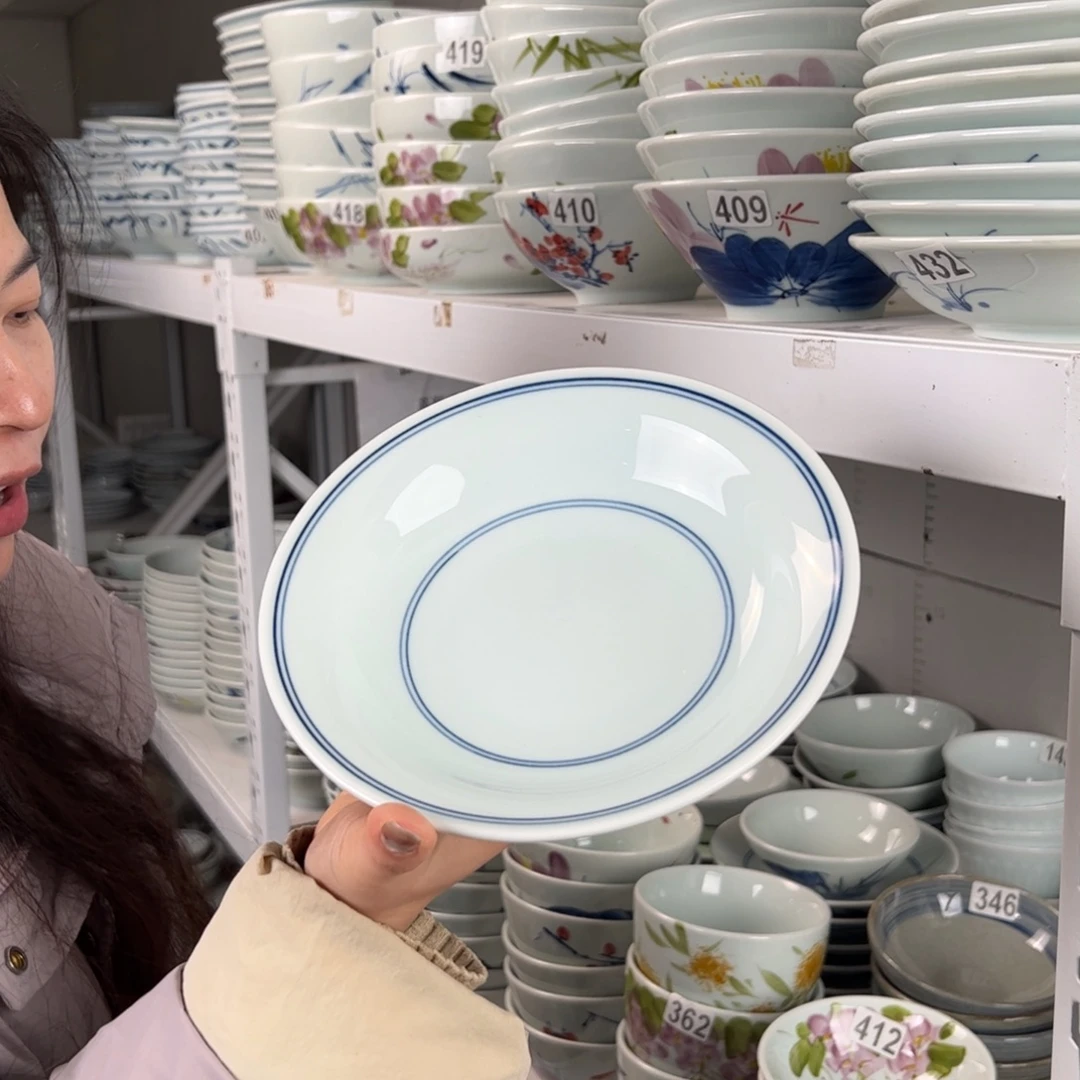 中瑕双线8寸明式古碗（随机图案单只装）