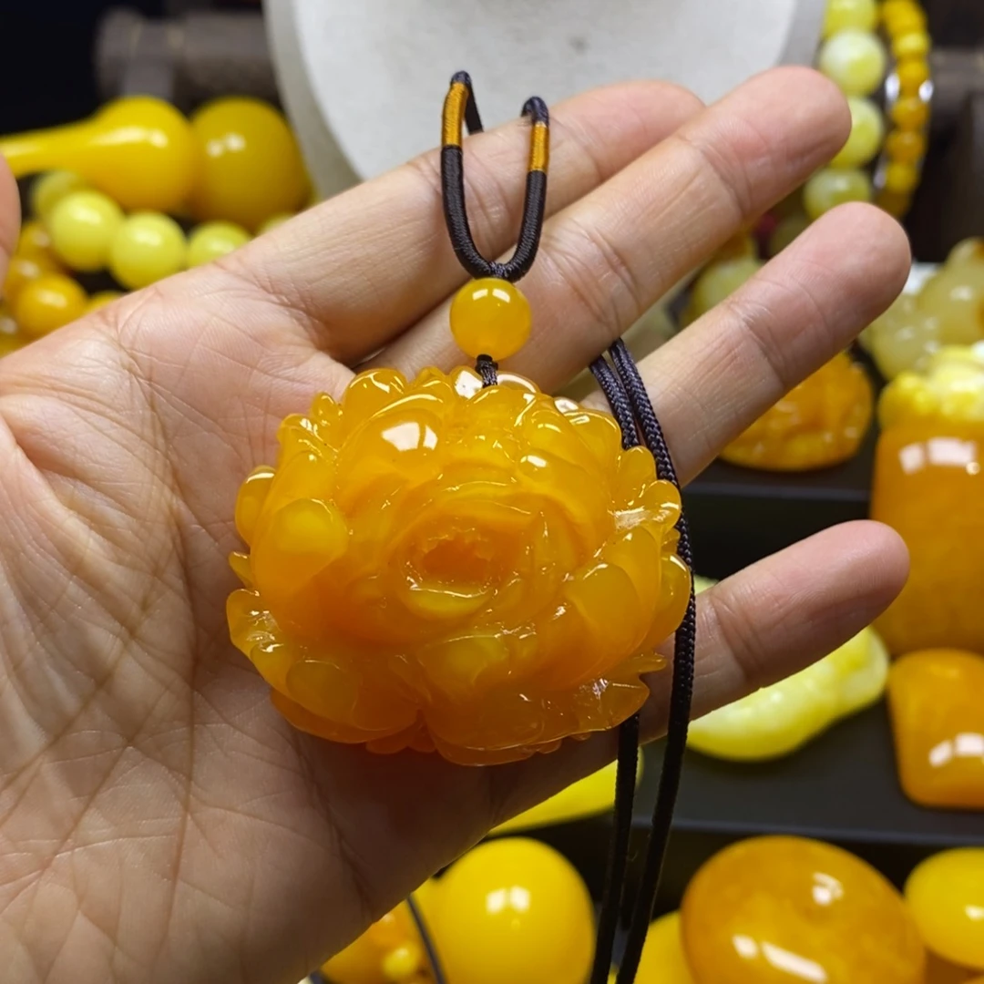 小***九非金属全品无暇老蜜飘花牡丹花挂坠