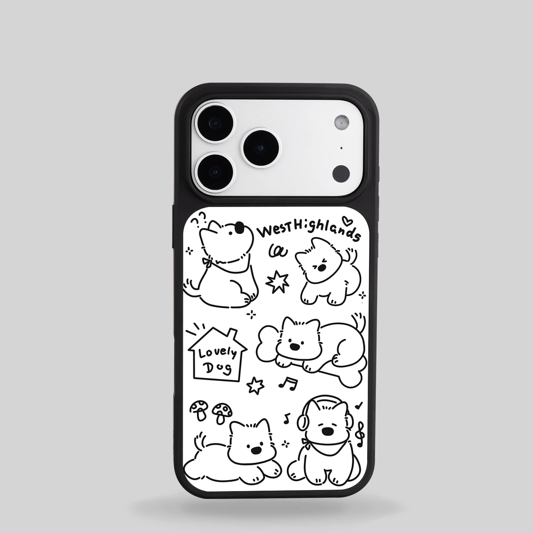 线条小狗高铝磨砂磁吸适用苹果iPhone17ProMax防摔手机壳15新款13