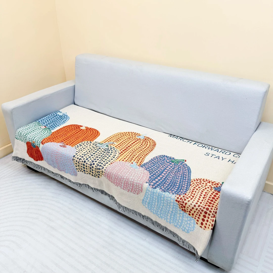 金瓜纳福方  90*90cm棉麻加密加厚简约防滑沙发巾沙发垫