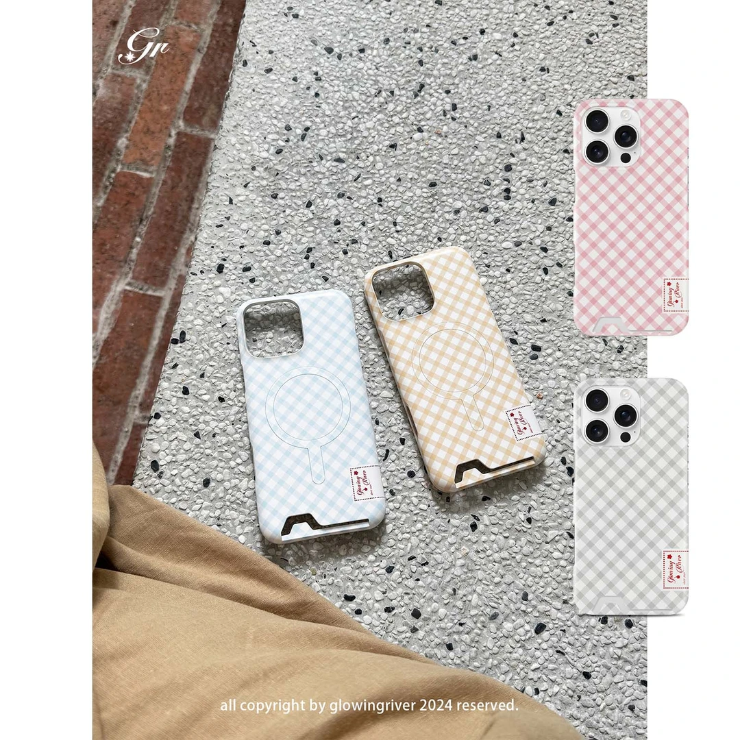 【发光河】格纹韩菲插卡磁吸壳 iPhone系列 原创设计 百搭经典