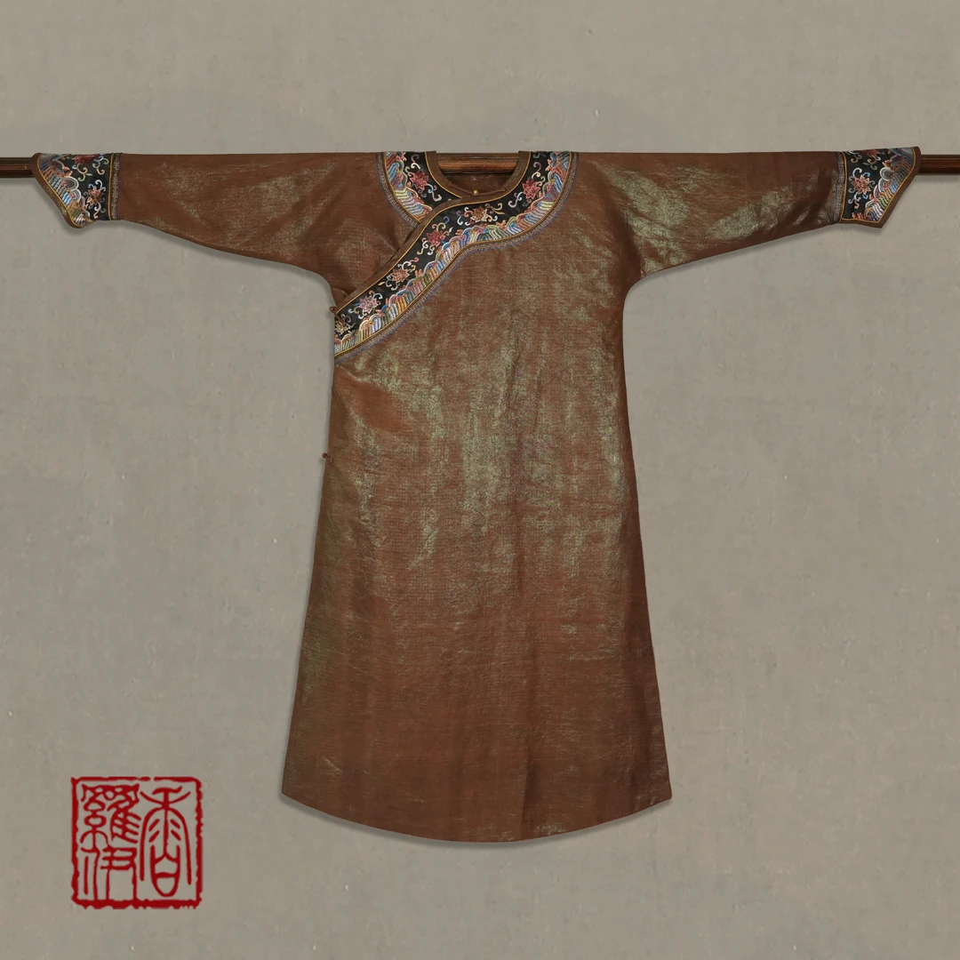 香罗伊【金褐绣缘】传统复古中式金皮绣花上衣