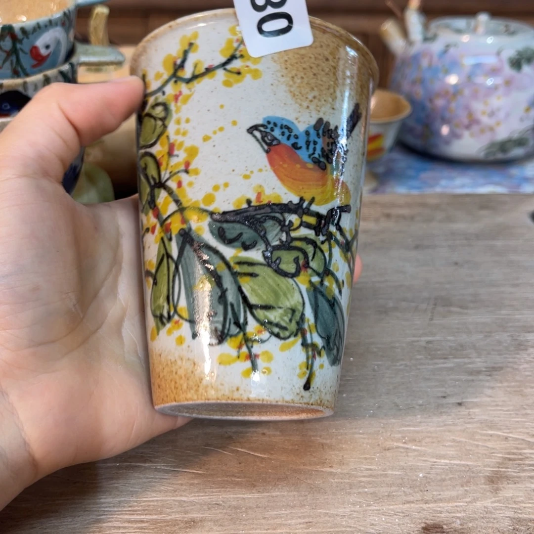 壶素浅陶瓷手工手绘