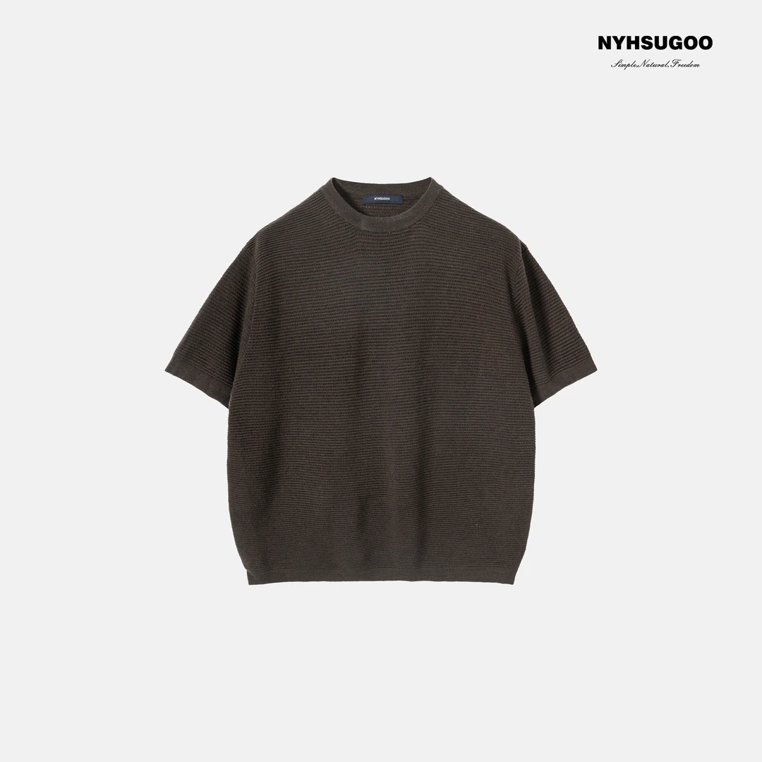 NYHSUGOO/南乙夏季48支精纺毛纱含羊毛16针高密织造男士3848短袖