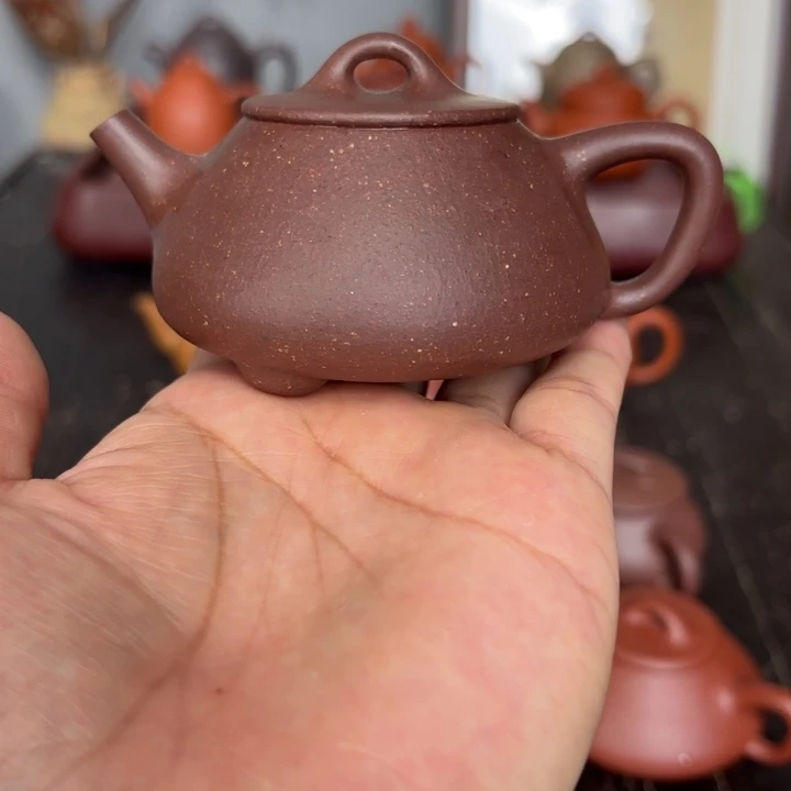 紫砂茶壶平盖石瓢130毫升天青